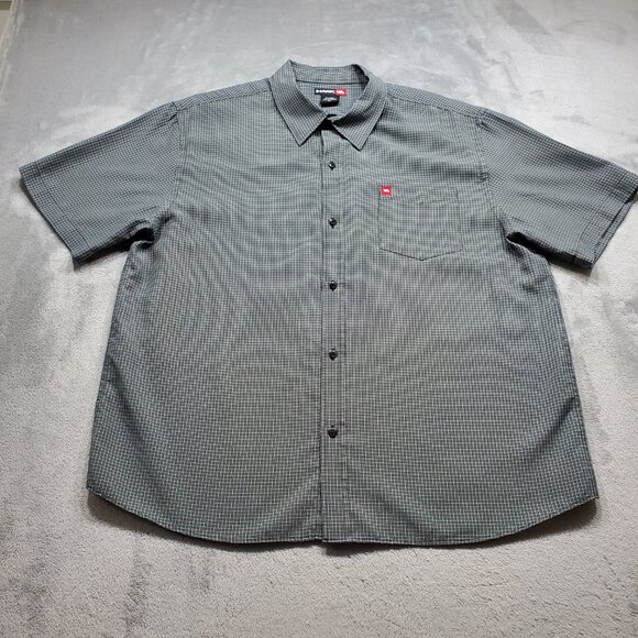 Tony Hawk Button Up Short Sleeve Plaid Shirt Black Tan White Men Sz XL - Picture 1 of 9